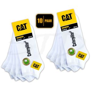 10 Paar CAT® CATERPILLAR SNEAKER SOCKEN Arbeitssneaker dünne Senakers Socks gekämmte Baumwolle Gr. 47-50 & Farbe Weiß Füßlinge Strümpfe Knöchelhoch