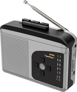 odtwarzacz kasetowy USB ezcap234 z kablem zasilającym USB, konwerter kaset na MP3, wbudowany mikrofon, przenośny walkman, dyktafon, obsługa AM/FM
