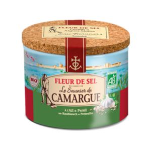 La Saunier de Camargue Fleur de Sel Knoblauch Petersilie(125g Dose) + usy Block