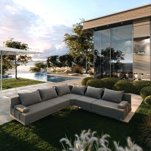 TRADA Gartenecksofa Bahama L Dunkelgrau 298x298 cm Gartenmöbel set Wasserabweisend Stoff TRADA Gartenecksofa Bahama L Dunkelgrau 298x298 cm Gartenmöbel set Wasserabweisend Stoff