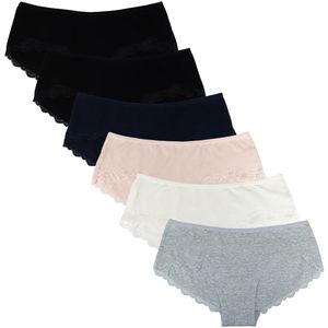 6er Pack Hotpants S/M L/XL Panties Panty Shorts Katze Damen Unterwäsche HIPSTER 