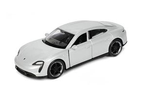 Porsche Taycan Turbo S 12cm Modellauto Rückzug Welly Metall Modell Auto Spielzeugauto Geschenk Kinder Spielzeug 27 (Silber-Metallic)