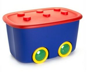Box s vekom na detské hračky KIS Funny L, 46L, modrý/červený, úložný, 39x58x32 cm