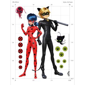 Wandtattoo - Miraculous Ladybug und Cat Noir sind bereit, Größe:80cm x 60cm