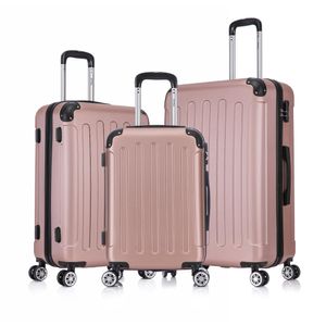 Flexot® F-2045 Kofferset Koffer Reisekoffer Hartschale Handgepäck Bordcase Doppeltragegriff mit Zahlenschloss Gr. M - L - XL Farbe Rose-Gold
