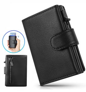 KUGI Geldbörse Herren Geldbörse,Slim Wallet mit Münzfach (Mini Geldbörse Herren&Damen klein, Geldbeutel Carbon-Schwarz,Card Holder Wallet), Wallet Pop