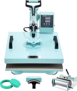VEVOR Hitzepresse, 15 x 15 Zoll, 5-in-1-Wärmeübertragungsmaschine mit 30-oz-Tumbler-Presse, 360° wegschwenkbares T-Shirt-Pressen, digitale präzise Steuerung, für T-Shirts/Tassen/Hüte/Teller, grün VEVOR Hitzepresse, 15 x 15 Zoll, 5-in-1-Wärmeübertragungsmaschine mit 30-oz-Tumbler-Presse, 360° wegschwenkbares T-Shirt-Pressen, digitale präzise Steuerung, für T-Shirts/Tassen/Hüte/Teller, grün