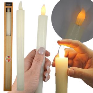 3x LED Stabkerze Echtwachs Kerze Licht Timer Warmweiß 25cm Deko