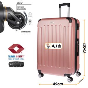 Großer XL Koffer Reisekoffer Hartschalenkoffer Reisen TSA Zahlenschloss Rosa