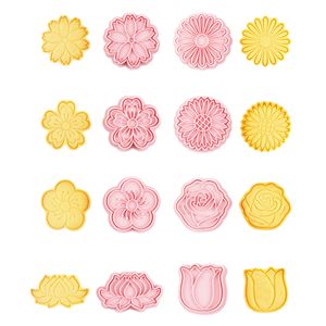 CANDeal 8-teiliges Blumen-Ausstechformen-Set, Gänseblümchen, Kirschblüte, Tulpe, Lotus, Rose, Sonnenblume, 3D-Sommerblumen, Ausstechformen, Kekse, Fondantformen Mit Druckgriff