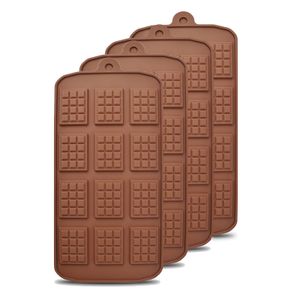 CANDeal Waffel-Schokoladenformen Silikon-Süßigkeitsformen, 4 Stück 12-Fach kleine zerbrechliche Schokoladenformen Antihaft-Wiederverwendbare DIY-Backformen