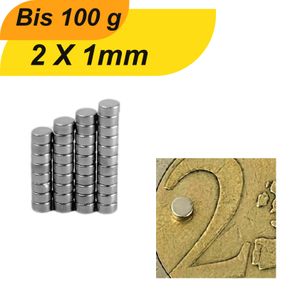 20 Stück 2mm x 1mm Neodym Mini-Magnete Runde N38 Extra Stark Starke Kleine Magnete, Geeignet für Whiteboards, Kühlschränke, Magnettafeln, und vieles mehr