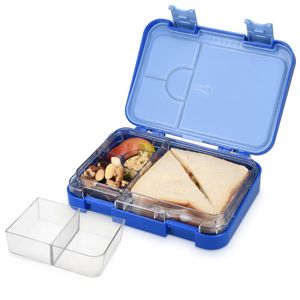 Navaris Bento Box Lunch Box Brotdose Vesperbox - auslaufsicher mit variablen Fächern - herausnehmbare Innenschale - Brotdose - blau