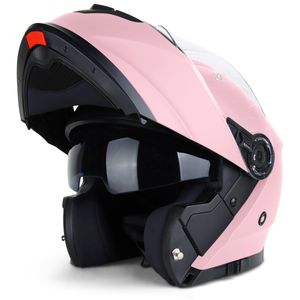 VINZ Santiago Klapphelm mit Sonnenblende | PINLOCK vorbereitet | Motorrad Helm Integralhelm | Motorradhelm Klappbar | In Gr. XS-XL | Rosa
