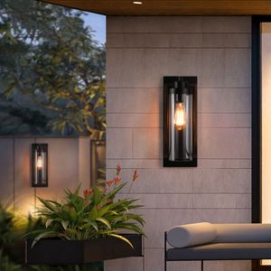 Moderne Wandleuchte Bauernhaus LED Wandlampe E27 Holz Korn Leuchten für Schlafzimmer Flur Schwarz (ohne Glühlampe)