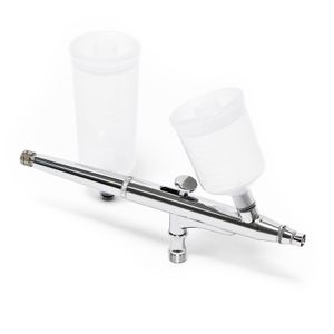 Wiltec Airbrush Pistole Typ 131 mit Double Action Funktion, Düse Ø 0,3 mm, 2 Farbbecher, Adapter für Modellbau, Nailart usw.