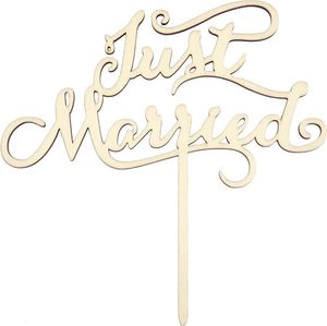 Oblique Unique Torten Kuchen Topper Aufsatz Just Married Holz Deko für Hochzeit JGA Dekoration