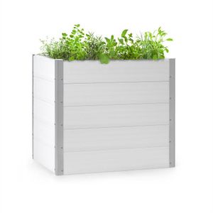 Blumfeldt Nova Grow Gartenbeet,100 x 91 x 100 cm (BxHxT),Material: WPC mit UV-, Rost- und Frostschutz,Holzoptik,rückenschonende Höhe,einfacher Zusammenbau,weiß
