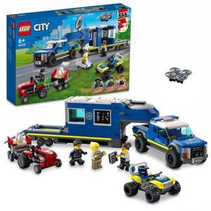 LEGO 60315 City Mobile Polizei-Einsatzzentrale Spielzeug mit Polizeiauto, Gefängnisanhänger, ATV, Drohne, Traktor und 4 Minifiguren, Abenteuerset