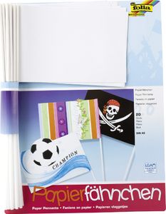 folia  2372 folia Papierfähnchen, DIN A5, Stablänge 400 mm, weiß