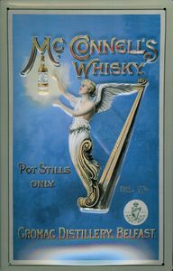 Blechschild Mc Connell Whisky Belfast Engel mit Harfe Schild retro Werbung