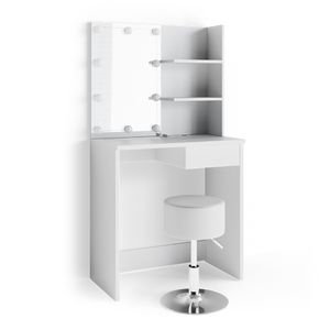 Livinity® Toaletný stolík Dekos, 75 cm s LED osvetlením a stoličkou, biely