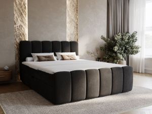 GrainGold Boxspringbett Cloud 160x200 - Bett mit Matratze und Topper - Boxspringbett mit Bettkasten und Matratze - Boxspringbett Schwarz (Royal 31)