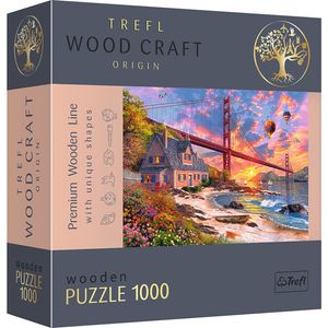 TREFL Wood Craft Origin puzzle Sonnenuntergang über dem Golden Gate 1000 Teile