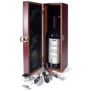 Edle Wein-Präsentbox Weinset Sommelier Holzbox Wein Korkenzieher Holzkiste Kiste Set