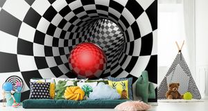 Fototapete Vlies Tapete zauberhafter 3D Tunnel - SCHACHBRETT  360 cm (B) x 240 cm (H) Wandbild Wanddeko