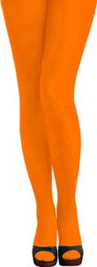 Oblique Unique y Strumpfhose für Damen Frauen 80s 80er 90s 90er Jahre Motto Party Fasching Karneval - neonorange