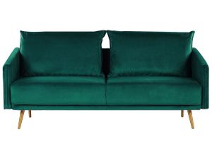 BELIANI Sofa Grün Samtstoff 3-Sitzer 185 x 78 x 68 abnehmbare Kissenbezüge Minimalistisch Retro Wohnzimmer / Flur / Arbeitzimmer Modernes Desing