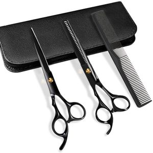 Camfosy Haarschere Set, Professional Frisur Schere Set, Premium Scharfe Friseurschere, Mikroverzahnung aus Edelstahl zum Ausdünnen und Strukturieren