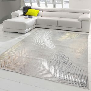 Designer Teppich mit Palmenzweigen in grau Größe - 80 x 300 cm