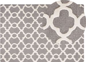 BELIANI Teppich Grau 140 x 200 cm Marokkanisches Muster Kurzflor Handgetuftet Rechteckig Elegant Klassisch