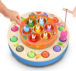 Magnetisches Angelspiel ab 3 Jahre Holzspielzeug 2 in 1 Montessori Magnetisches Lernspielzeug Fischspielzeug