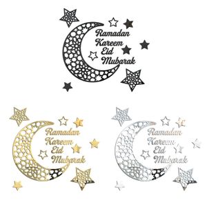 3 Stück Ramadan Wandaufkleber Kristallspiegel Eid Mubarak Aufkleber Wanddekorationen Mond und Sterne Wandtattoos