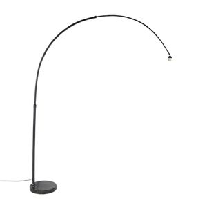 QAZQA - Moderne Bogenlampe XXL schwarz mit Marmorsockel I Wohnzimmer I Schlafzimmer - Stahl Länglich - LED geeignet E27
