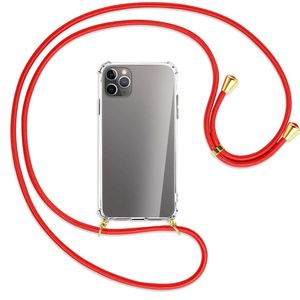 Handykette kompatibel mit Apple iPhone 11 Pro Max - Farbe: roségold - Smartphone Hülle zum Umhängen - Anti Shock Strong TPU Case (Metallteile goldfarben)