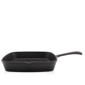 Karl Krüger 81028 Gusseisen-Grillpfanne Toledo mit Ausgießer - 28 x 28 cm - emailliert - schwarz