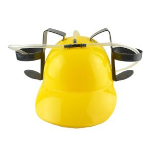 Trinkhelm Verstellbarer arbeitssparender Kunststoff Neuheit Lazy Drinks Helm Vorräte für Zuhause-Gelb