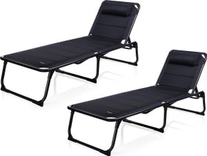 2 Stück Sonnenliegen extra breite Gartenliegen klappbar Dreibeinliege für Balkon