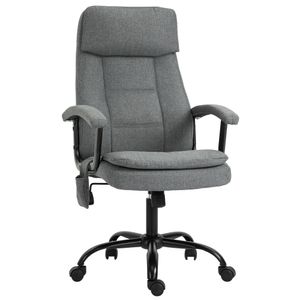 Vinsetto Kancelářská židle masážní Výškově nastavitelná herní židle s masážní funkcí, ergonomická otočná židle Masážní křeslo Bederní masáž Lněný pocit Šedá 63 x 70 x 112-121 cm