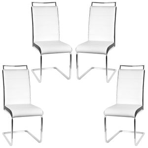 4er Set Esszimmerstühle Stühle  Freischwinger Stühle Bow Esstischstuhl Küchenstuhl Barstuhl - hohe Rückenlehne,Weiß Schwarz