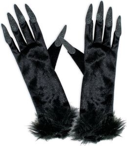 1 Paar Schwarze Hexen Handschuhe 38 cm lang Karneval Fasching Halloween Cosplay