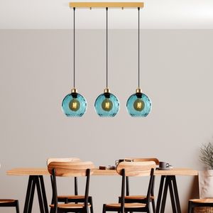 Opviq, Benek - 20-14352, Kronleuchter, Blau, METALLKÖRPER, 70 x 20 x  40 - 120 cm