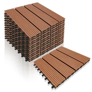 Wolketon WPC terasové dlaždice 33ks drevených dlaždíc Plastová ekonomická sada pre 3m² 30x30cm Záhradné dlaždice s drenážou Balkónové dlaždice