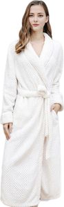 Winternachthemd für Paare, dickes Korallenvlies, warm, mit Schnürung, verstellbarem Gürtel, Umlegekragen, Taschen, gute Wasseraufnahme, mittellang, Damen-Homewear, Spa-Hotel-Bademantel