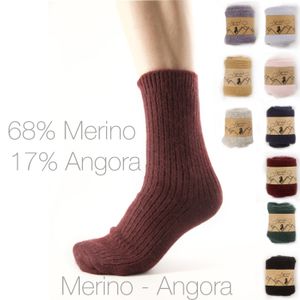 85% Angora Merino Socken Wollsocken Wintersocken Norweger Socken Stricksocken Damen Herren (Flamingo - Rosa)