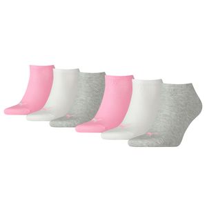 PUMA Unisex Sneaker-Socken, 6er Pack - ECOM, Logo, einfarbig Weiß/Grau/Rosa 35-38